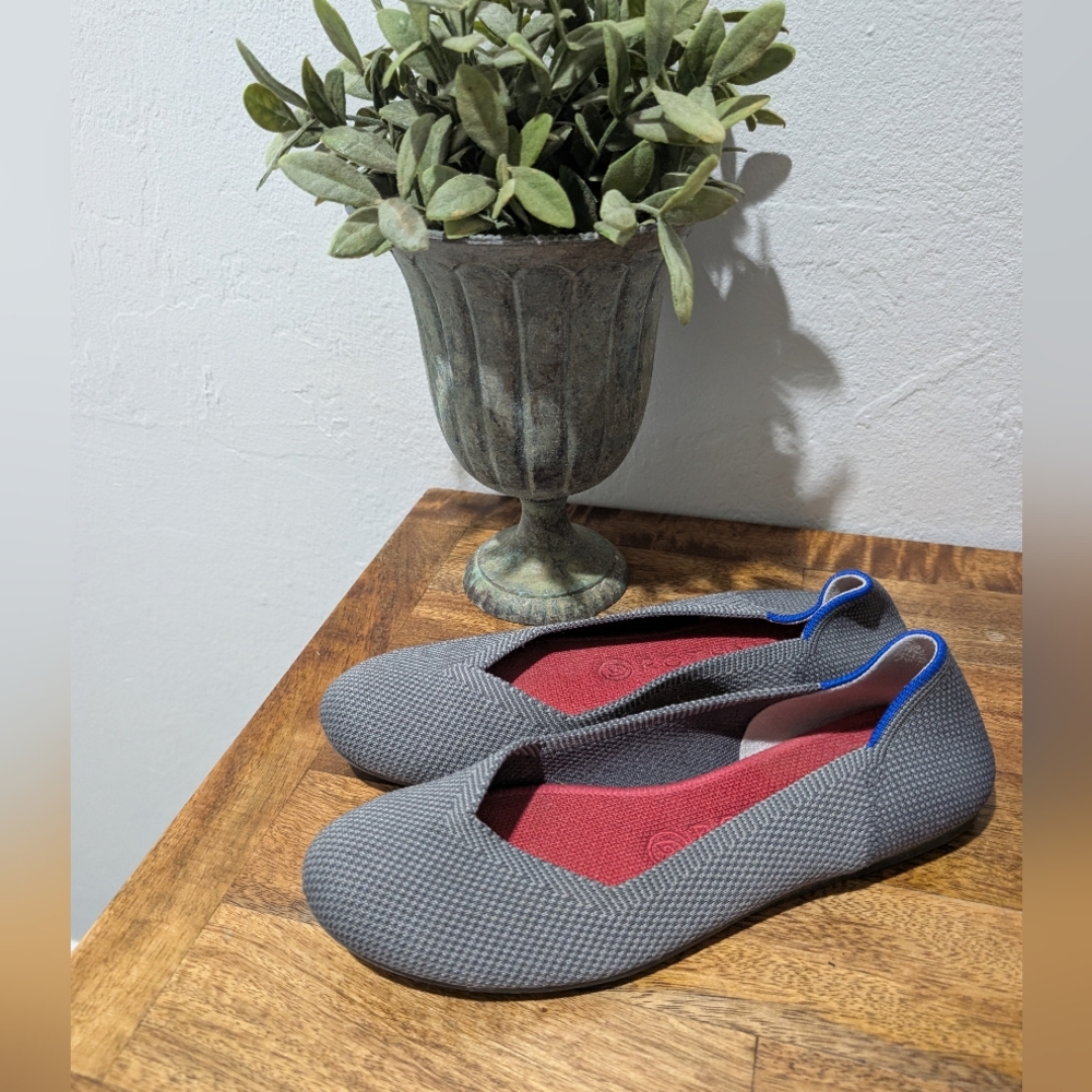 Rothy’s The Flat‎ Women's Ballet Sz 7.5 Charcoal Comfort Casual Slip On Shoes